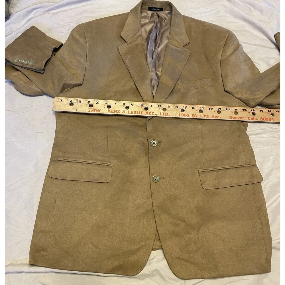 Chaps Suit Jacket‎ Faux Suede Mens 44R Sport Coat Blazer Tan